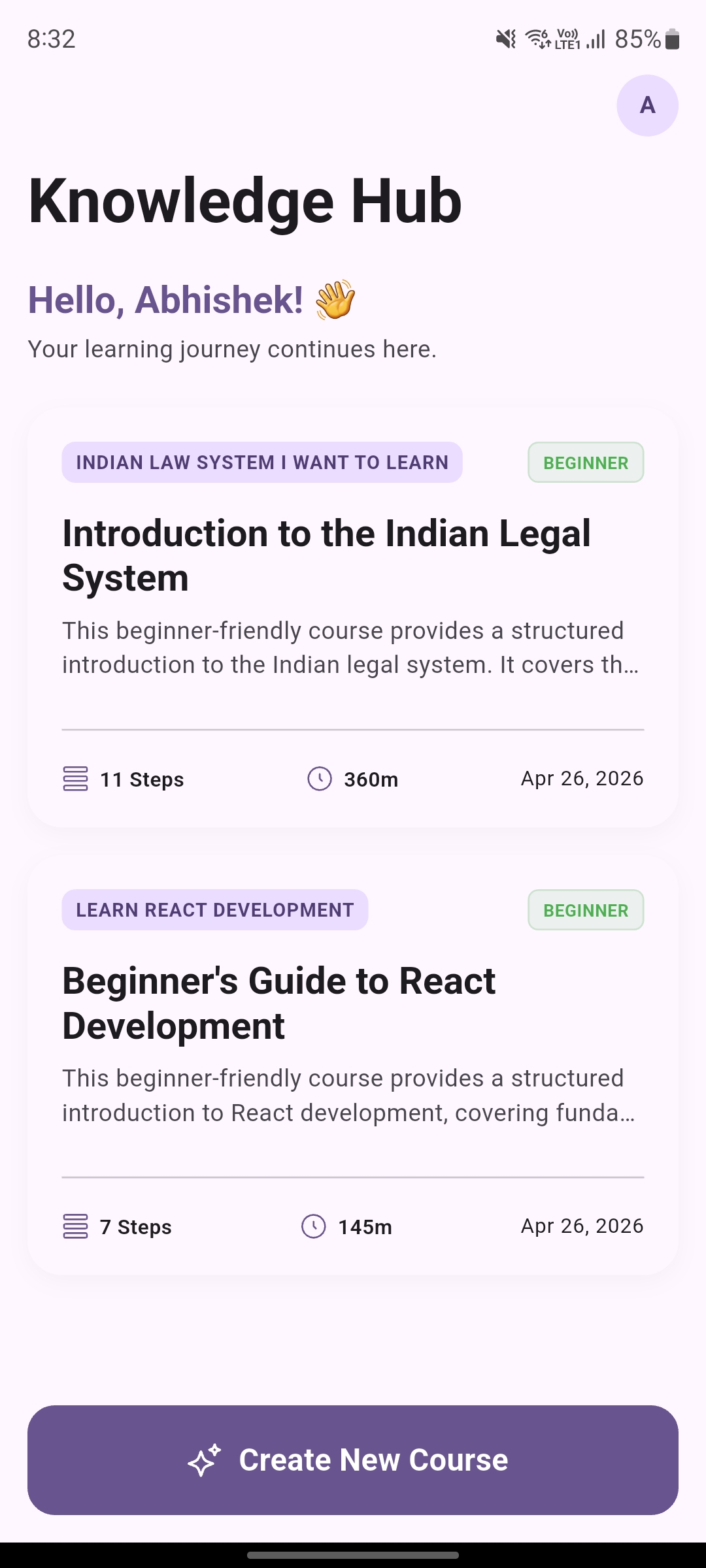 Curator AI Knowledge Hub – your personal library of AI-generated learning courses
